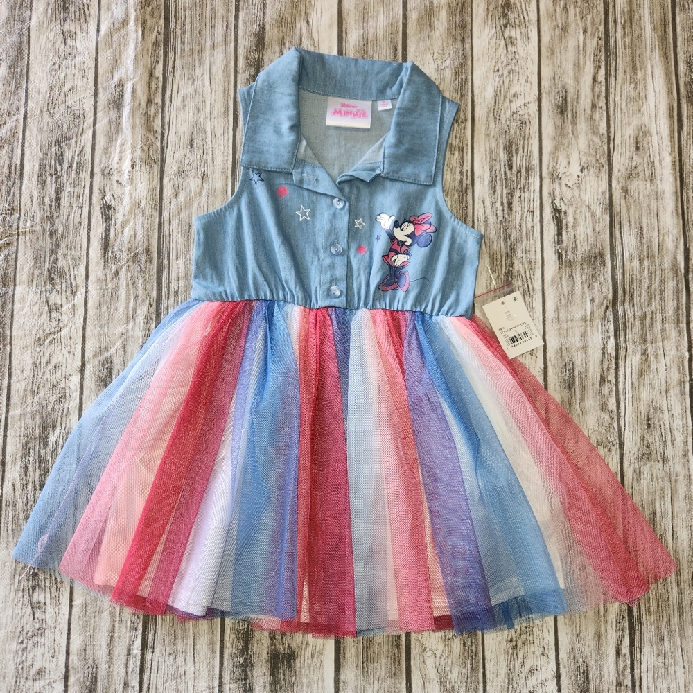 Disney junior minnie mouse red, white and blue tulle dress